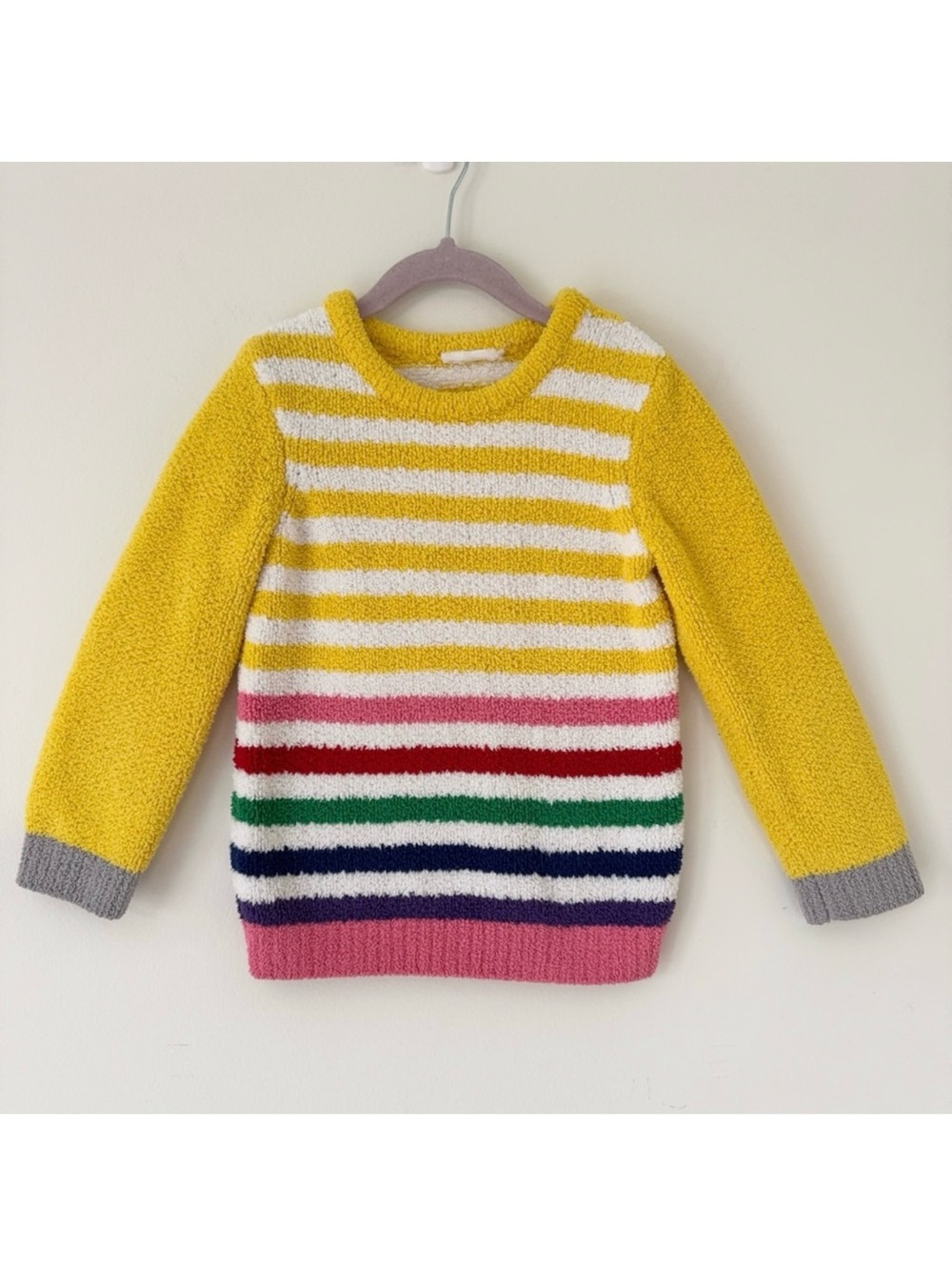 Hanna Andersson Rainbow Stripe Marshmallow Sweater, Size 5